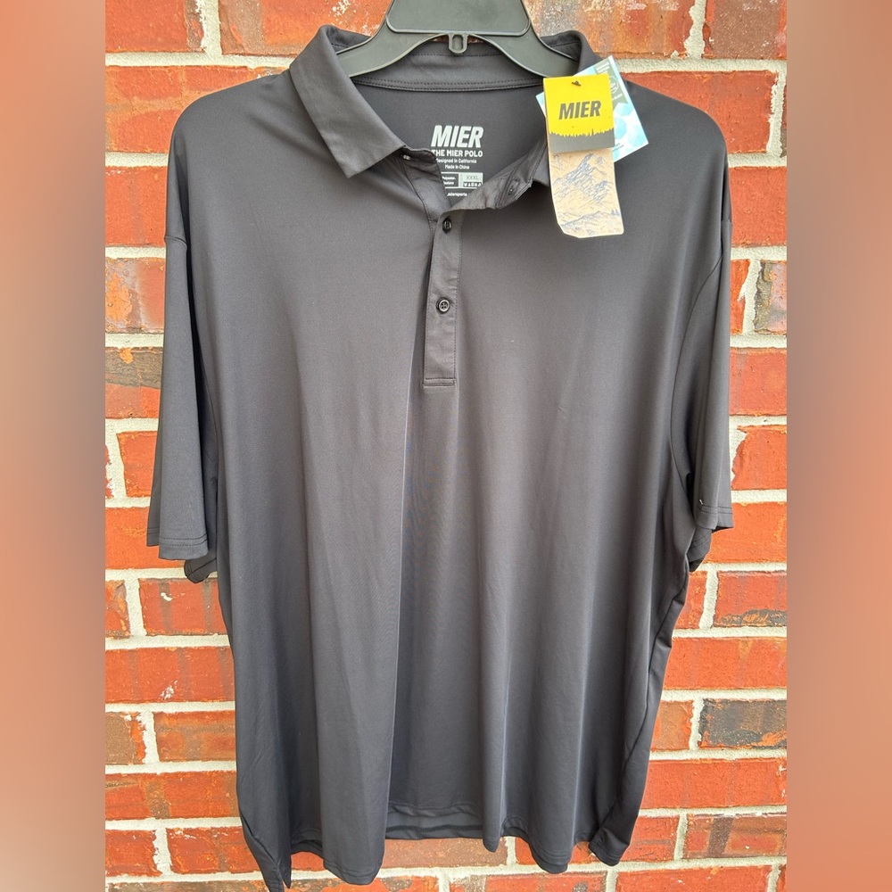 NWT The Mier Polo Mens Black Short Sleeve Quick Dry UV Protection 3XL Golf Shirt